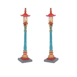 Department 56 Christmas In The City Series|Chinatown Post Lamps S/2