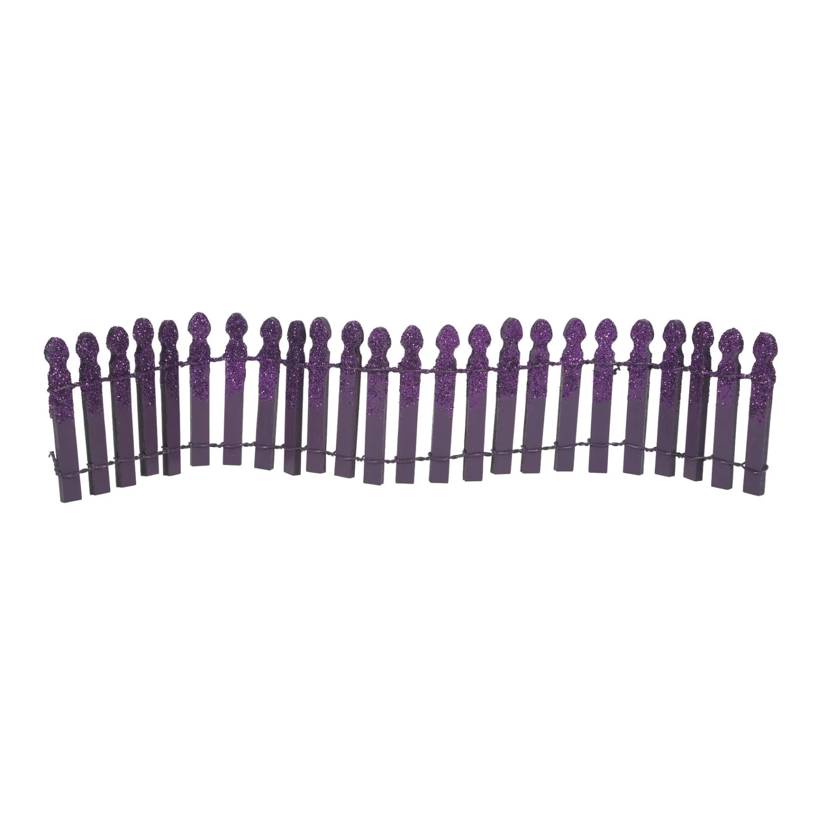 Department 56 Halloween Village Accessories|Ghoulish Purple Glitter Fence