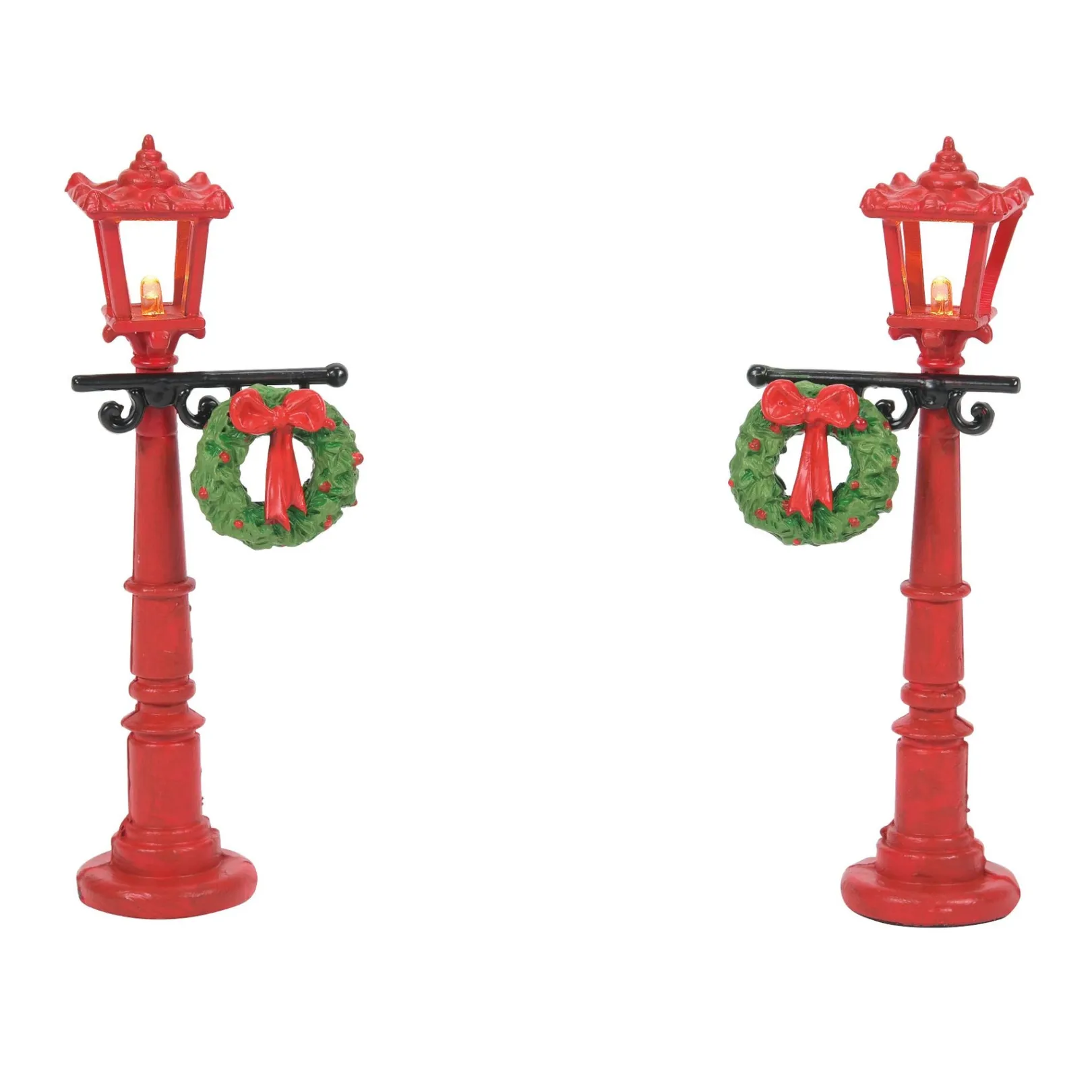 Department 56 Village Accessories|Red With Greens Street Lights