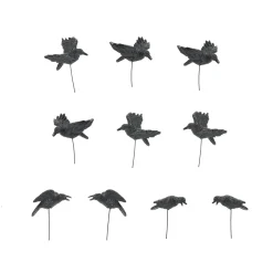 Department 56 Halloween Village Accessories|Set of 10 Halloween Crows