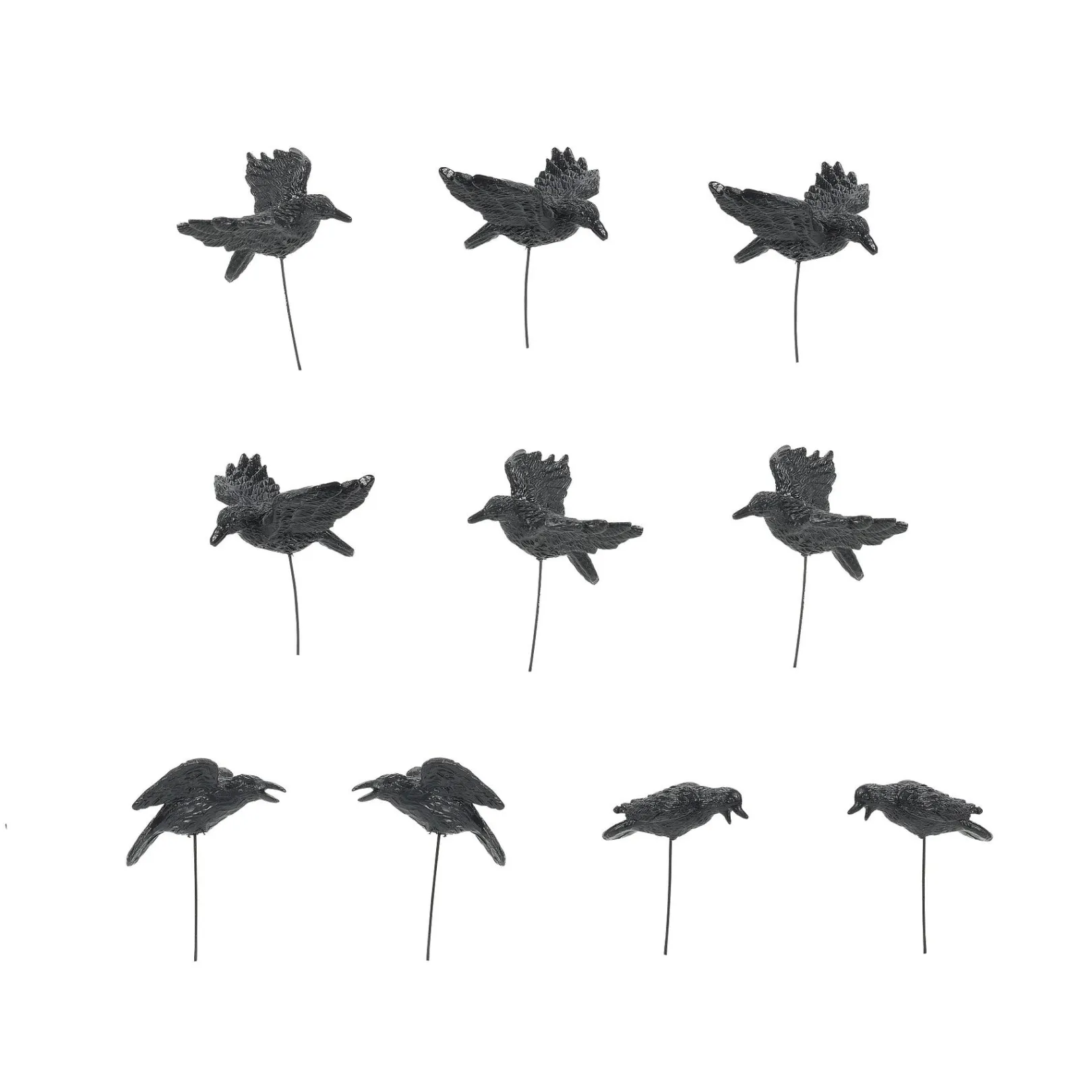 Department 56 Halloween Village Accessories|Set of 10 Halloween Crows